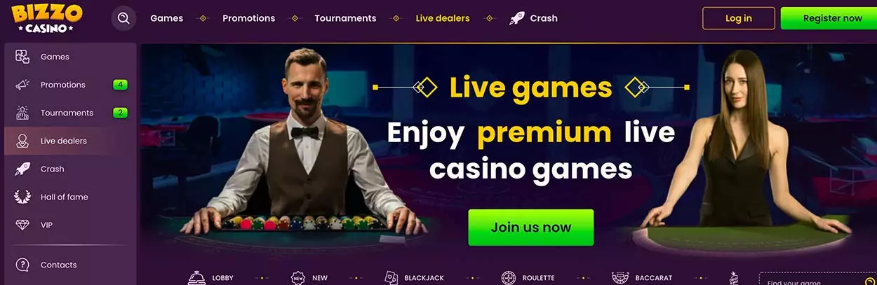 Live Casino Games on Bizzo