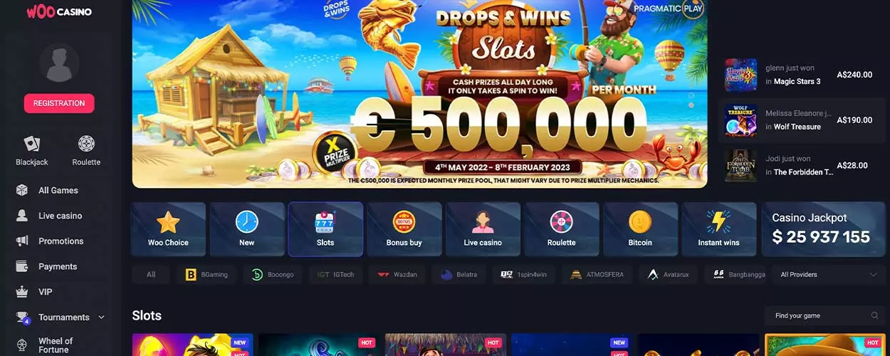 Woocasino Online Lobby for Aussies