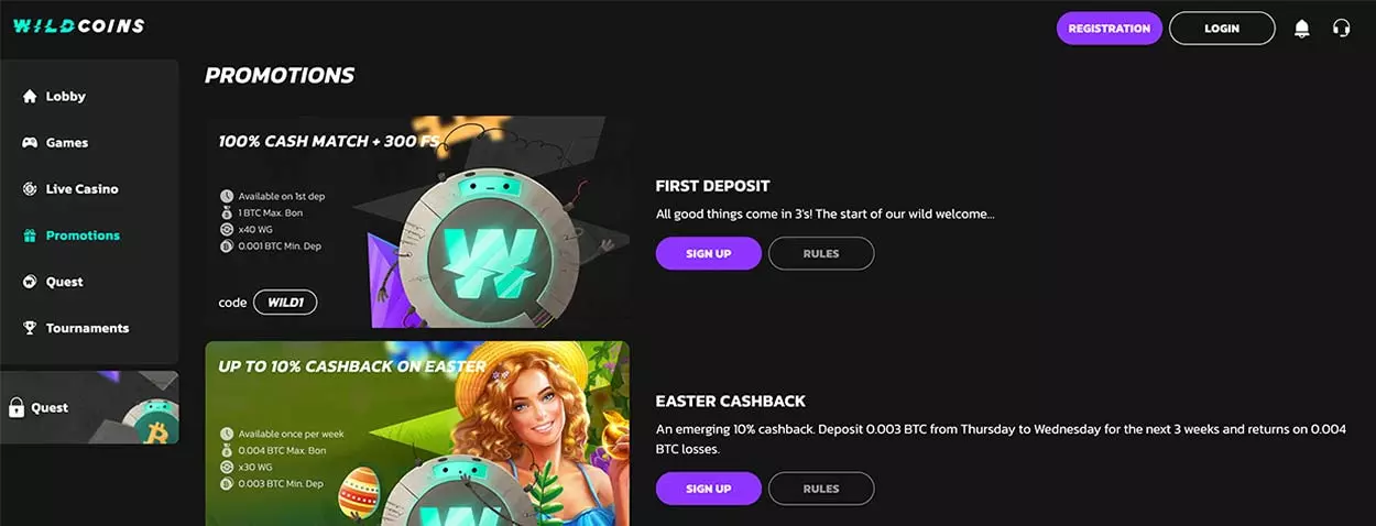 Wilcoins casino bonus offers for AU