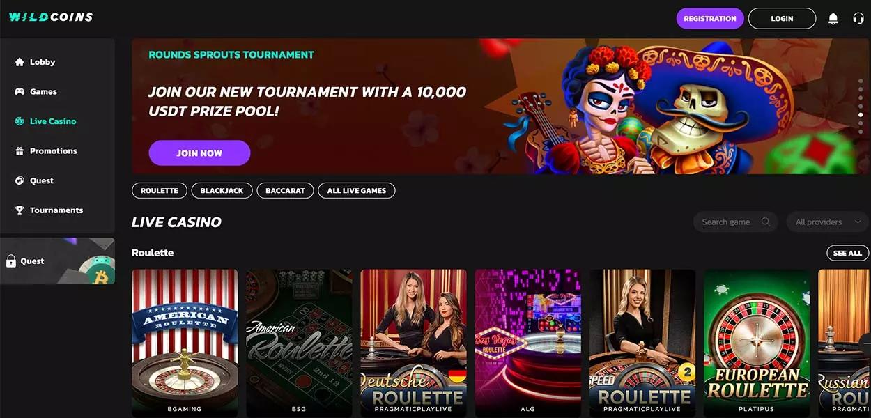Live Casino Games on Wilcoins
